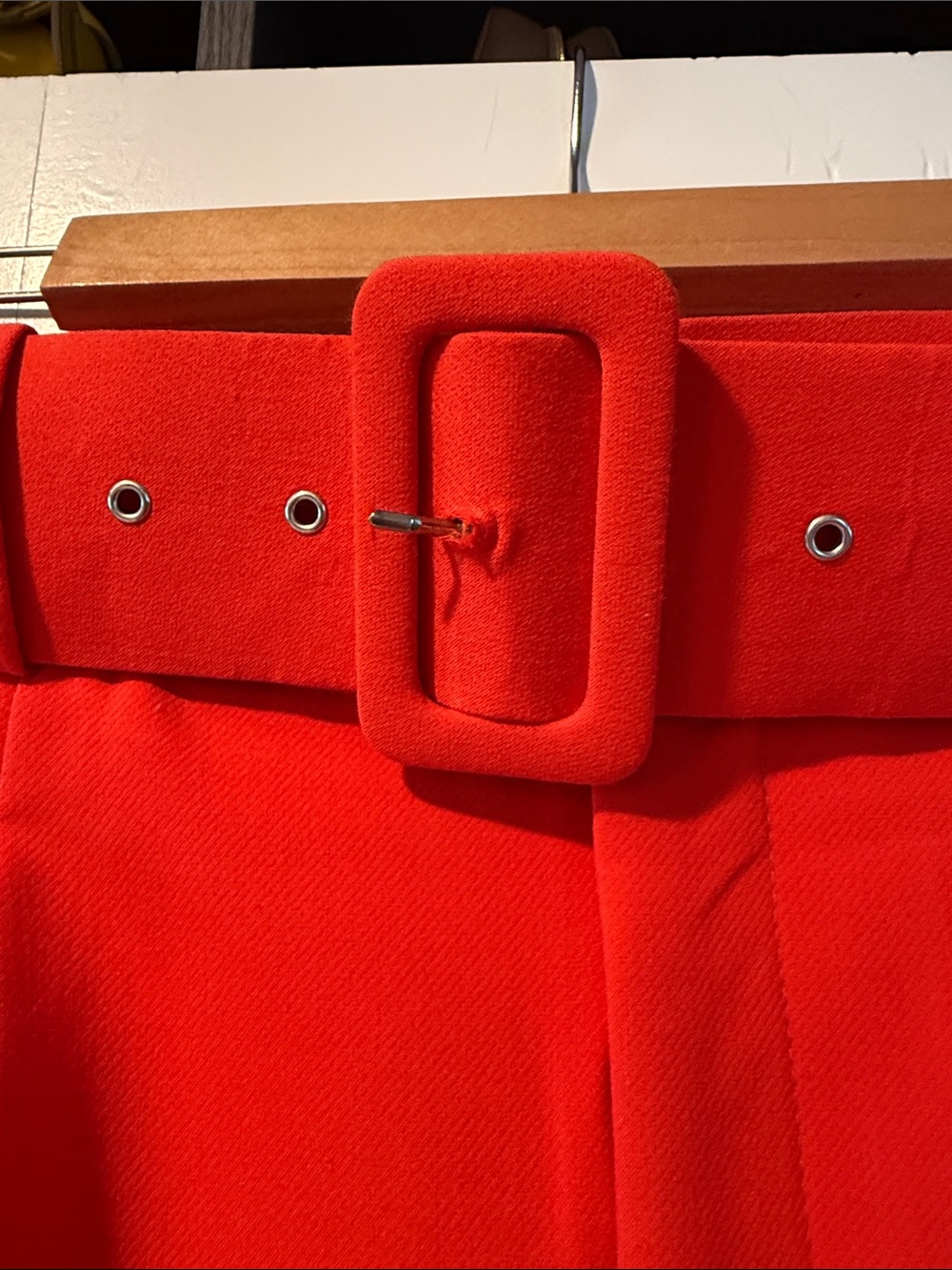 Zara Bright Orange Red High-Waist Belted Trouser Suit Size Small - Picture 6 of 6